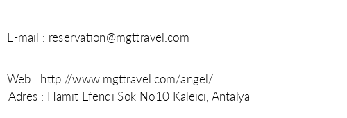 Antalya Grand Angel Hotel telefon numaralar, faks, e-mail, posta adresi ve iletiim bilgileri